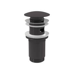 ALCA A392-GM-B Umyvadlová výpusť 5/4\" Clik-Clack, celokovová s přepadem, velká zátka, GUN METAL-kartáčovaný mat