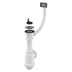 ALCA A444-DN50/40 Sifon dřezový s nerezovou mřížkou Ø70 a flexi přepadem