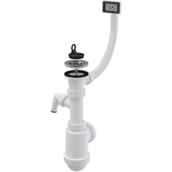 ALCA A444P-DN50/40 Sifon dřezový s nerezovou mřížkou Ø70, flexi přepadem a přípojkou