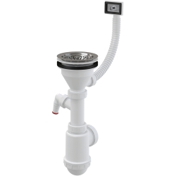 ALCA A447P-DN50/40 Sifon dřezový s nerezovou mřížkou Ø115, flexi přepadem a přípojkou