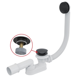 ALCA A507BLACK Vanový sifon click/clack, nízký, kov, černá mat