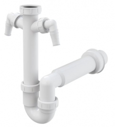 ALCA A82-DN50 Sifon dřezový trubkový s převlečnou maticí 6/4\" a dvěma přípojkami