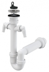 ALCA A820-DN50 Sifon dřezový trubkový s nerezovou mřížkou Ø70 a dvěma přípojkami