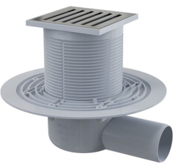 ALCA APV103 Podlahová vpust 105×105/50 mm, boční, mřížka nerez, zápachová uzávěra