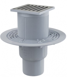 ALCA APV203 Podlahová vpust 105×105/50/75 mm, přímá, mřížka nerez, vodní zápachová uzávěra