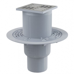 ALCA APV2321 Podlahová vpust 105×105/50/75 mm, přímá, mřížka nerez, kombinovaná zápachová uzávěra SMART