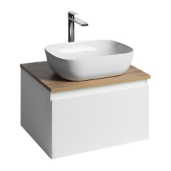 Aqualine ALTAIR II Koupelnová umyvadlová skříňka s deskou 58 cm bílá/dub emporio