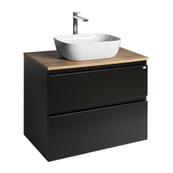 Aqualine ALTAIR II Koupelnová umyvadlová skříňka s deskou 78,5 cm černá mat/dub emporio