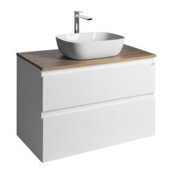 Aqualine ALTAIR II Koupelnová umyvadlová skříňka s deskou 87,5 cm bílá/dub emporio