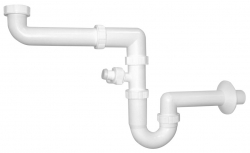 Bruckner Dřezový sifon šetřící místo s odbočkou 1"1/2, odpad 40mm, bílá - 155.125.0