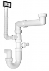 Bruckner Dřezový sifon šetřící místo s přepadem a odbočkou 1"1/2, DN40, bílá - 155.126.0