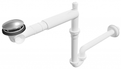 Bruckner URBINO Umyvadlový sifon šetřící místo, Click Clack, 1\"1/4, odpad 32 mm bílá
