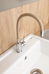 Náhled obrázku:  Dřezová baterie se silikonovým ramínkem, béžová/chrom SIKOBSLPRO290BE