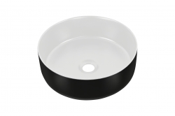 Comad Keramické umyvadlo na desku, průměr 36 cm Simple 8 White/Black 36, bílá/černá