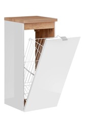 Comad Koupelnová skříňka s košem na prádlo Capri White 811, 80x35x35 cm, bílá lesk/dub