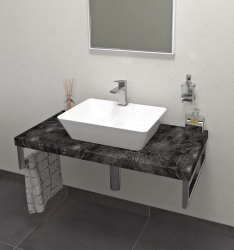 Náhled obrázku: Deska pod umyvadlo 80x50cm Sapho Avice, štípaný kámen 