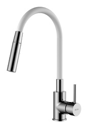 Dřezová stojánková baterie Ceramia S-line Pro se silikonovým ramínkem bílá/chrom SIKOBSLPRO290B2F