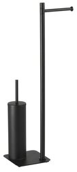 Gedy ARTU stojan s držákem na toaletní papír a WC štětkou hranatý černá mat - 113214