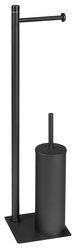 Gedy TRILLY stojan s držákem na toaletní papír a WC štětkou hranatý černá matná