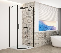 Gelco Sprchový kout 90x90cm Trinity Black R550 černý profil čiré sklo pravé