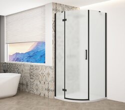 Gelco Sprchový kout 90x90cm Trinity Black R550 černý profil matné sklo levé