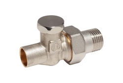 GIACOMINI R17C2 Regulační radiátorové šroubení, přímé, chrom, pro Cu trubky 1/2x15"