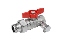 Giacomini R259DS Kulový kohout se šroubením, vnitřní x vnější, s vypouštěním