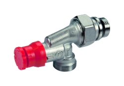 Giacomini R415PTG Termostatický ventil CLIP - CLAP dvouregulační 1/2"x16, rohový, osa hlavy přímá, s víčkem, gumové těsnění