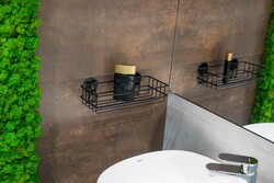 Náhled obrázku: Hopa Koupelnová drátěná polička na nalepení 3M, černá barva 