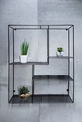 Hopa Koupelnová nástěnná drátěná polička hranatá, 50x60x20 cm, černá barva