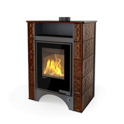 Náhled obrázku: HS Flamingo Kachlová kamna s výměníkem AQUAFLAM VARIO ® PERU 11/7kW, hnědá 