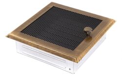 Náhled obrázku: HS Flamingo Krbová mřížka 16x16cm s žaluzií mosaz patina HSF06-070 