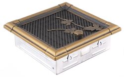 Náhled obrázku: HS Flamingo Krbová mřížka 16x16cm s žaluzií RETRO zlatá patina - HSF06-076 