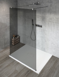 Jednodílná zástěna Walk-In 80 cm do prostoru Gelco VARIO CHROME, kouřové sklo