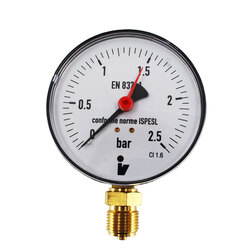 Klum Tlakoměr 100 mm, 0 - 2,5bar, spodní vývod 1/2\"