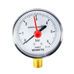 Klum Tlakoměr 63 mm, 0 - 6bar, spodní vývod 1/4\"