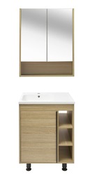 Koupelnová sestava s umyvadlem a zrcadlovou skříňkou Naturel Lucca 59x70x45 cm dub mat LUCCASET60D
