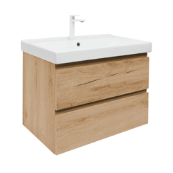 Koupelnová skříňka 2 zásuvková s umyvadlem a baterií SAT B-Way 59x50x45 cm dub mat BWAY260OAKU1BBI