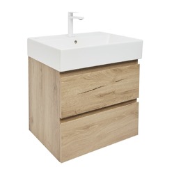 Koupelnová skříňka 2 zásuvková s umyvadlem a baterií SAT B-Way 59x50x45 cm dub mat BWAY260OAKU2BBI