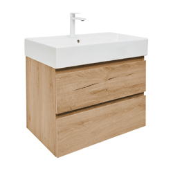 Koupelnová skříňka 2 zásuvková s umyvadlem a baterií SAT B-Way 79x50x45 cm dub mat BWAY280OAKU2BBI