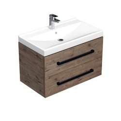 Koupelnová skříňka s černou úchytkou a umyvadlem SAT Cube Way 60x53x46 cm dub Wellington mat CUBE46C602DWVER