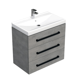 Koupelnová skříňka s černou úchytkou a umyvadlem SAT Cube Way 80x76,5x46 cm beton mat CUBE46C803BEVER