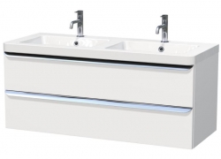 Koupelnová skříňka s dvojumyvadlem Naturel Pavia 120x53x49 cm, bílá mat, chrom úchytka