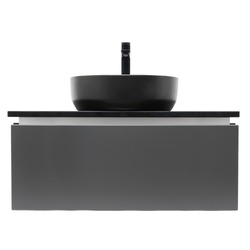Koupelnová skříňka s kamennou krycí deskou, umyvadlem a baterií SAT Feel 80x30x46 cm antracit SATFEEL80ANTZB