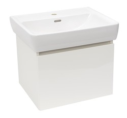 Koupelnová skříňka s keramickým umyvadlem Laufen Naturel Project 52,5x40x45,3 cm bílá lesk PROJECT60BI