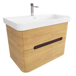 Koupelnová skříňka s umyvadlem a baterií SAT Fusion 77,5x53x45 cm dub medový mat SATFUSION280DMMWBA