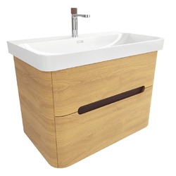 Koupelnová skříňka s umyvadlem a baterií SAT Fusion 77,5x53x45 cm dub medový mat SATFUSION280DMUBA
