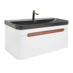 Náhled obrázku: Koupelnová skříňka s umyvadlem a baterií SAT Fusion 97,5x43x45 cm bílá matná mat SATFUSION100WBKMBA 