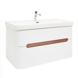 Koupelnová skříňka s umyvadlem a baterií SAT Fusion 97,5x53x45 cm bílá matná SATFUSION2100WMWBA