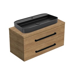 Koupelnová skříňka s umyvadlem a krycí deskou SAT Cube Way 100x47,5x46 cm dub Hickory mat CUBE46C1003DHSAT40
